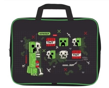 Папка А4 (350*265*40) с ручками, молния, ткань "Pixel Boom"