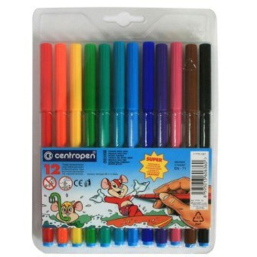 Фломастеры  12цв "Centropen", суперсмываемые, блистер
