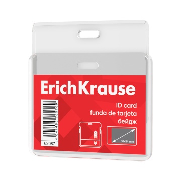 Бейдж горизонтальный  в комплекте с лентой ErichKrause слайдер, размер вставки 86х54 мм, ассорти, в