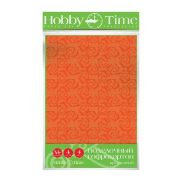 Картон цв. А4  4цв. 4л. гофрированный, с рисунком, одностор., пл. 175 гр/м2 "Креативный"в ПЭТ