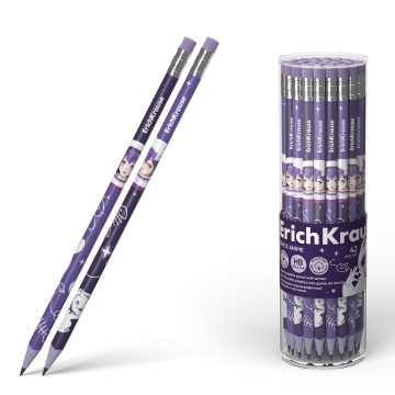 Карандаш Space Anime НВ трехгранный с ластиком, пластиковый, тубус