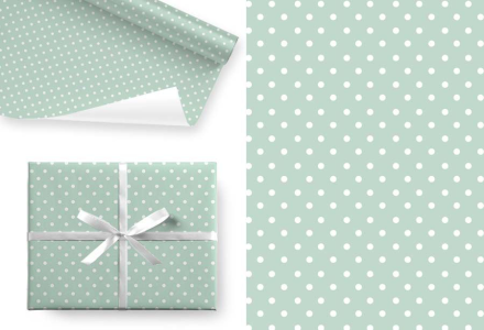 Бумага упаковочная 70*100см  "Горох на мятном"