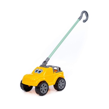 Каталка на палочке "Машинка Боби" желтая