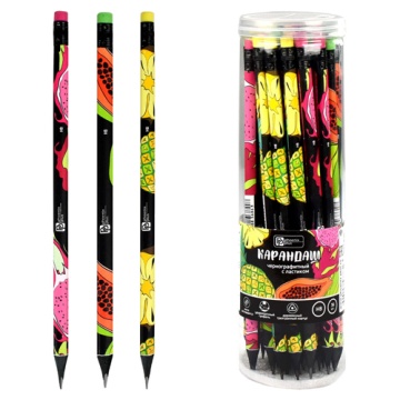 Карандаши чернографитные. 36 шт. ТРОПИЧЕСКИЕ ФРУКТЫ Ассорти, HB