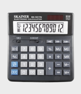 Калькулятор  12 разр. Skainer  настольный проф., двойное питание, черный SK-501N