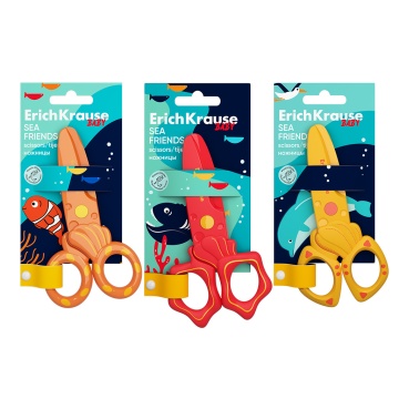 Ножницы детские EK "Sea Friends" 12 см, пластиковые, ассорти
