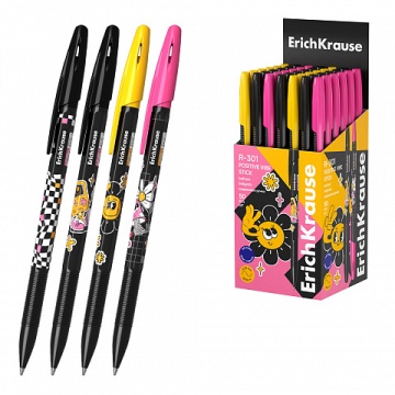 Ручка шар. ЕК R-301 Stick Positive Vibe синяя, 0,7мм, пласт.корп.ассорти