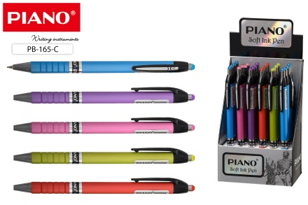 Ручка шариковая, автоматич. "Piano" матовый цветной корпус, ассорти. Рельефный держатель