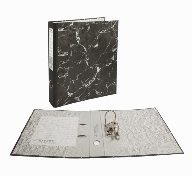 Регистратор А4  50мм картон, Classic Lite, под мрамор, черный