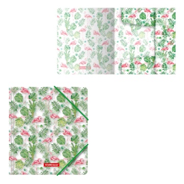 Папка для тетрадей на резинках пластиковая ErichKrause Тропический фламинго, A5+ (в пакете по 4 шт.)