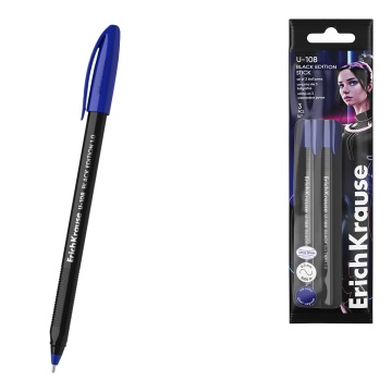 Набор из 3 ручек шариковых ErichKrause U-108 Stick Black Edition 1.0, Ultra Glide Technology, цвет ч