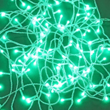 Гирлянда электрическая 10м 120LED светодиодная, прозарчный шнур, вьюн 220В, зеленый цвет