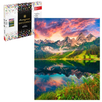 Мозаика алмазная по номерам на холсте 40*50см "Горное озеро" с подрамником