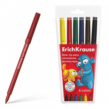 Фломастеры 6цв "Erich Krause. Jolly Friends Super Washable", вент.колпачок, блистер