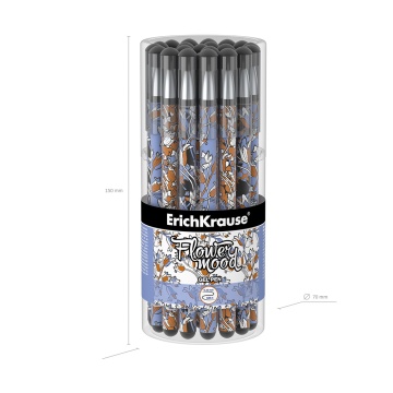 Ручка гелевая ErichKrause Tulips Stick 0.38, цвет чернил черный (в тубусе по 24 шт.)