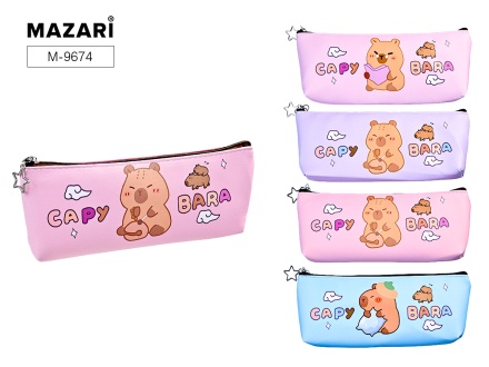 Пенал. На молнии. "КАПИБАРА". 19*3,5*7,5 см. Полиуретан. 4 дизайна