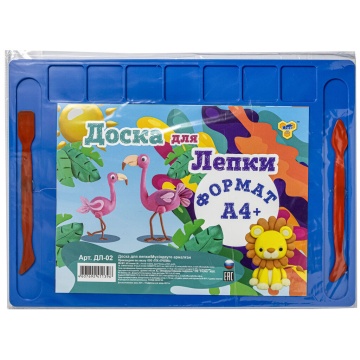 Доска д/работы с пластилином А4 + 2 стека, цветная, в пакете