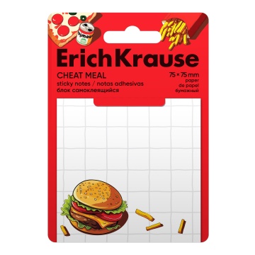 Блок самоклеящийся бумажный ErichKrause Cheat Meal, 75х75 мм, 50 листов