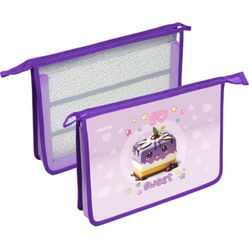 Папка д/труда А4 (337*243*80) 2отд. молния сверху, пластик" So Sweet" конгр.тиснение