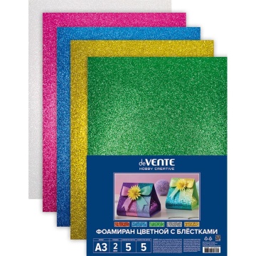 Набор фоамирана А3  5л., 5цв., 2мм с блестками