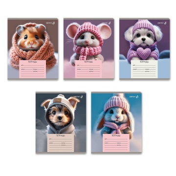 Тетрадь А5 18л лин. Светоч "Лапки в шапках" выб.лак.