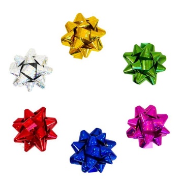 Набор бантов 4см 12шт Звезды, голография, ассорти