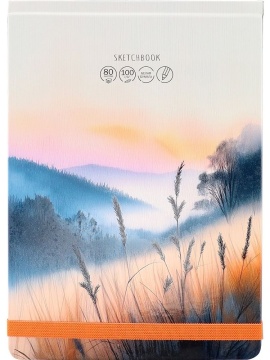 Скетчбук А5 80л., 7БЦ 100гр/м2 "Пейзажная живопись" резинка