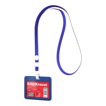 Бейдж горизонтальный в комплекте с лентой ErichKrause слайдер, твердый пластик ABC, размер вставки 8