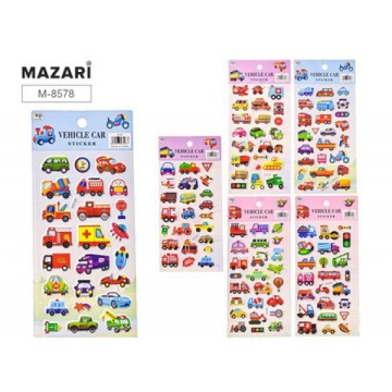 Наклейки декоративные МАШИНКИ, объёмные. 10*22 см. 6 дизайнов