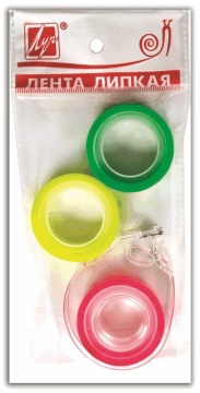 Лента липкая флуоресцентная 12мм*10м*3шт с диспенсером