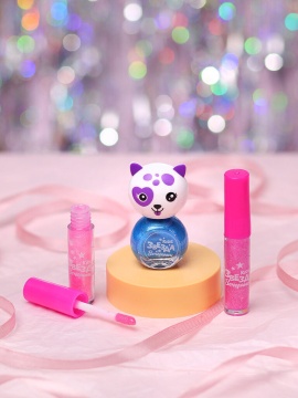 Детская косметика "Кошечка" лак д/ногтей 1шт, блеск д/губ 2шт, цвет микс