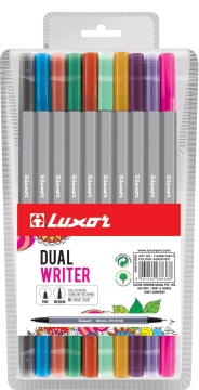 Набор капиллярных ручек "DUAL WRITER" 10цв., двухсторонний, европодвес