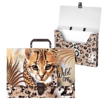 Портфель пластиковый ErichKrause Wild Cat, A4 (в пакете по  1шт.)