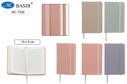 Записная книжка А6  80л. кожзам "Ассорти" кл., резинка