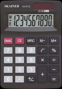 Калькулятор  10 разр. Skainer  двойное питание, черный SK-010