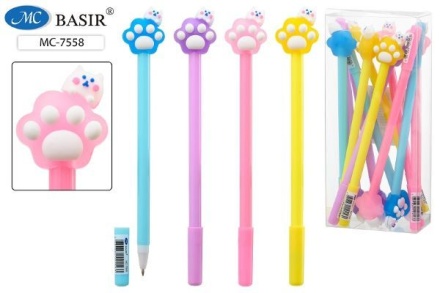 Ручка шар. "Лапка котенок" синяя