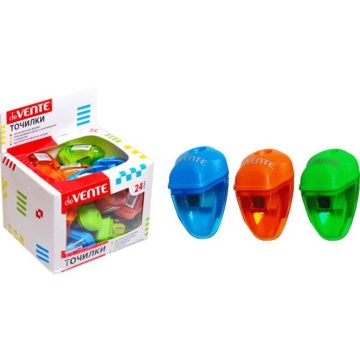 Точилка пласт. с контейнером 1 отв., ассорти