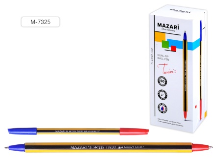 Ручка шариковая Двухсторонняя. Синяя + красная 1,0 мм