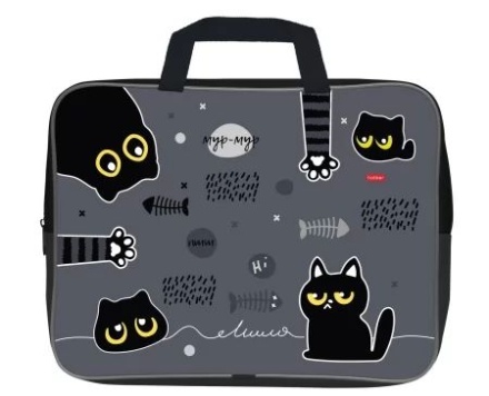 Папка А4 (350*265*40) с ручками, молния, ткань "Кошмарики"