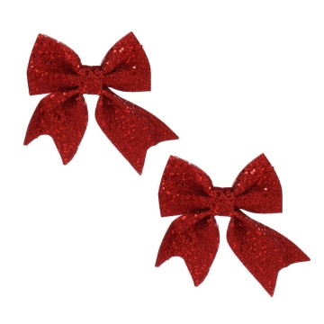 Набор ёлочных бантов  2шт, 11см "Бантики" красный, текстиль