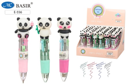 Ручка автоматич. МИНИ: 4-х цветная. "ПАНДА". Корпус 11,1 см. 0,5 mm.