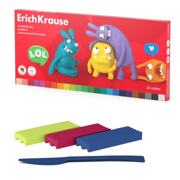 Пластилин 24цв 432гр. Erich Krause Jolly Friends со стеком