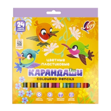 Карандаши цвет. 24цв Луч "ZOO", пластиковые