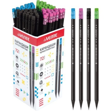 Карандаш deVENTE HB BlackStyle, круглый, с ластиком, корп. черный