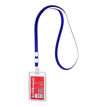 Бейдж вертикальный в комплекте с лентой ErichKrause слайдер, размер вставки 54х85 мм, прозрачный, цв