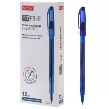 Ручка шар. Hatber "Бит Файн" синяя, 0,7мм, маслян. основа