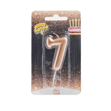 Свеча-цифра "7" Розовое золото, 4,5см.