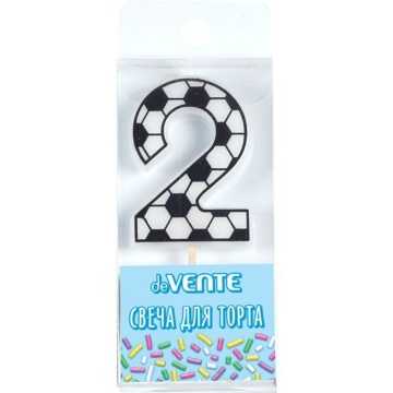 Свеча-цифра "2" Футболист, 5см
