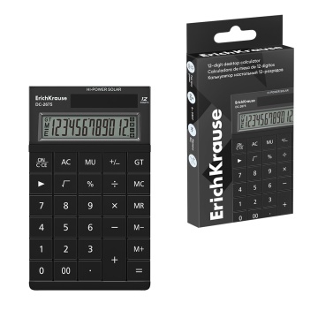 Калькулятор  12 разр. ЕК  настольный,  двойное питание, черный DC-2675 Classic