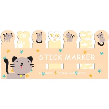 Закладки с липким краем (68*20мм;65*18мм) по 20л., "Grey cat", бумажные